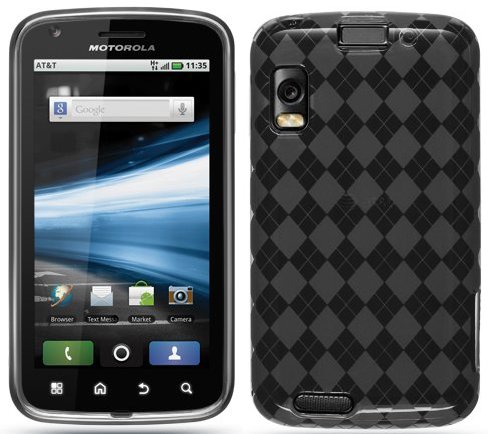 Smoke Grey Cruzer Argyle Flexable Skin TPU Soft Gel Case Cover for Motorola Atrix 4G (MB860)