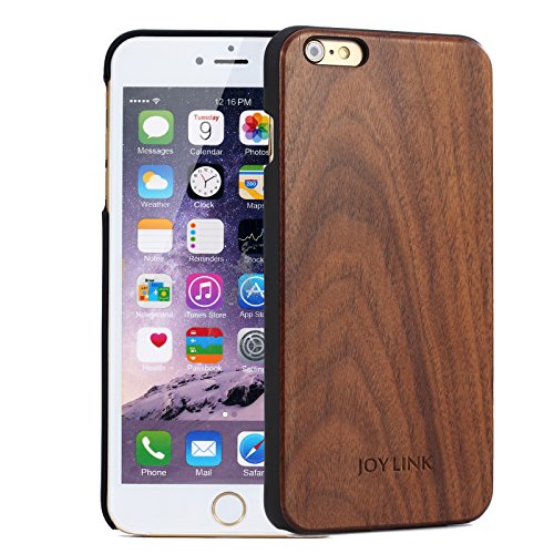 Wood Case for Iphone 6/6s 4.7 In, Joylink Back (Hand-made Real Wood) Frame (Scratch & Shock Resistance Black Environmental Rubber Oil Layer) Cover for Iphone 2014/2015 - 3 Year Warranty (Walnut)