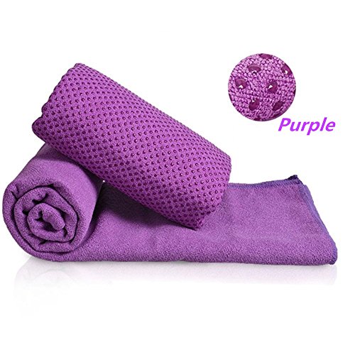 Jiexing Microfiber Non Slip Thicken Yoga Towel- Eco-friendly, Ultra Absorbent, Machine Washable, Purple