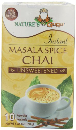 Nature's Guru Instant Unsweetened Chai, Masala Spice, 10-Count