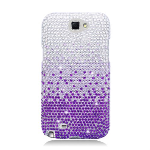 Aimo Wireless SAMNOTE2PCDI174 Bling Brilliance Premium Grade Diamond Case for Samsung Galaxy Note 2 N7100 - Retail Packaging - Purple Waterfall