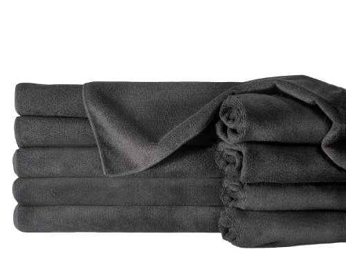 Towels by Doctor Joe ULTRA-15BLK Safe-2-Bleach Deep Black 16x27 Microfiber Salon Towel - Pack of 12