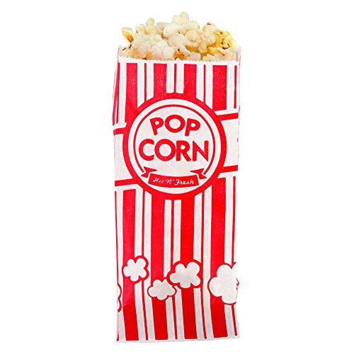 Popcorn Bags - (150 Bags - 1 Ounce Each) - Classic Red and White Striped