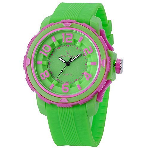 Harwish V6 Unisex Sport Rubber Band Quartz Movement Wristwatch Green