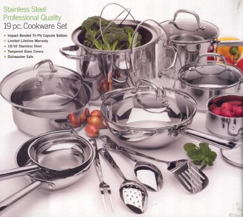 Chef Wolfgang Puck New 19pc Stainless Cookware Pro Set