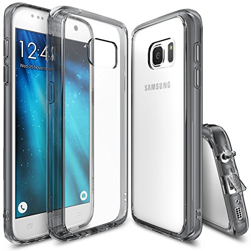 Galaxy S7 Case, Ringke [Fusion] Crystal Clear PC Back TPU Bumper [Drop Protection/Shock Absorption Technology][Attached Dust Cap] For Samsung Galaxy S7 - Smoke Black