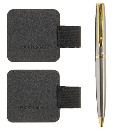 Leuchtturm Black Pen Loop, 2-Pack Bundle with a Plexon Rollerball Pen
