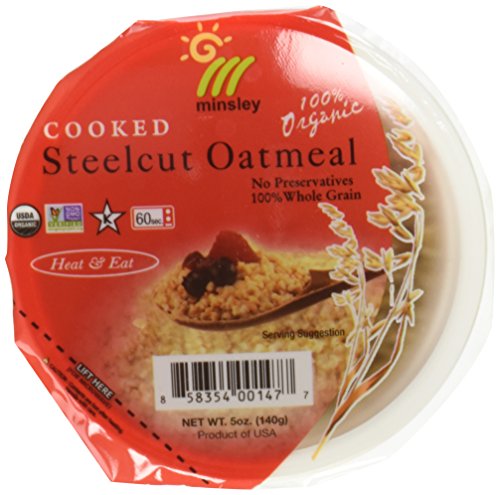 Minsley Cooked Organic Steelcut Oatmeal, 5-Ounce Cup (Pack of 8) by Minsley