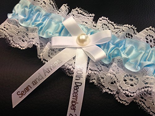 Personalised Wedding Bride Hand Made Luxury Garter Wedding Gift Ivory Something Blue PG102