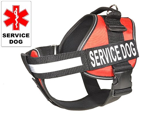 Dogline Unimax Service Dog Vest and Free Service Dog ID Badge with ADA Law, Medium, Red