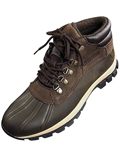 Kingshow - Mens Warm Waterproof Winter Leather High Height Snow Boot, Brown 37121-10D(M)US