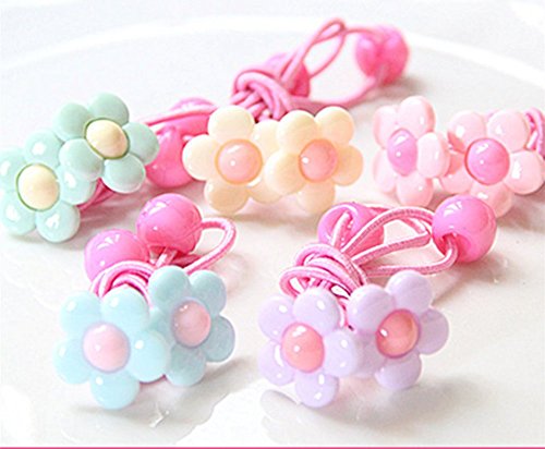 Cuhair(tm) 2015 New Fashion Top Quality Baby Girl Kids Same As Picture 10pcs (2pcs Skyblue, 2pcs Purple ,2pcs Red,2pcs Pink and 2pcs Yellow)hair Rope Hair Accesorries Pretty Sunflower Hair Rope Hair Band Accessories Rubber Band Elastic Hair Rope for Baby Kids Girl