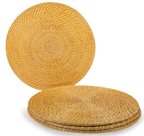 Core Bamboo Set of 4 Rattan and Bamboo Placemats, Squash
