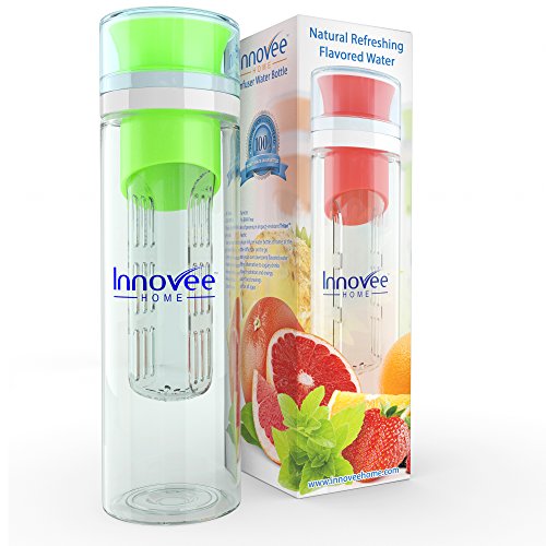 Innovee Infusion Water Bottle - Premium Quality BPA Free Infuser Bottle - 24 Oz - 3 Colors - TRITAN Material That Will Not Break, Scratch or Crack - Create Your Own Infused Flavored Water - Green
