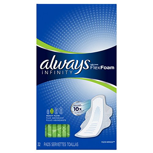 Always Infinity Unscented Pads with Wings, Heavy Flow, 32 Count