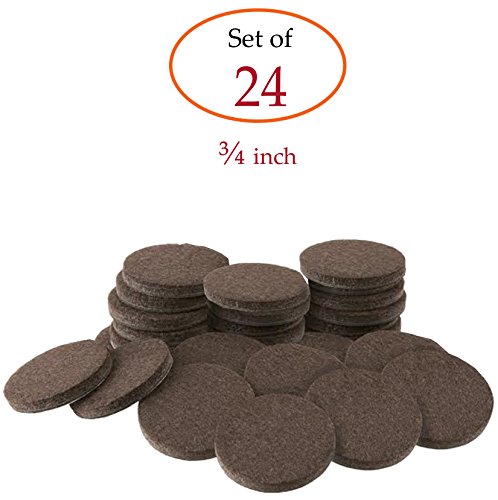 Self-Stick Brown Round Felt Pads 24-Piece Value Pack for Furniture Legs Protect Tile Linoleum Vinyl Wood Floors - ¾ inch, (thickness: 5mm)