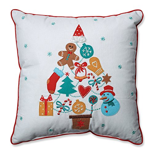 Pillow Perfect Gift Tree Red-Aqua 16-inch Throw Pillow