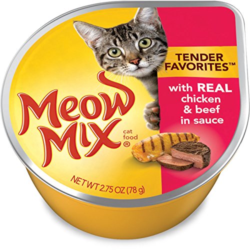 Meow Mix Tender Favorites with Real Chicken & Beef in Sauce, 2.75-Ounce Cups (Pack of 24)