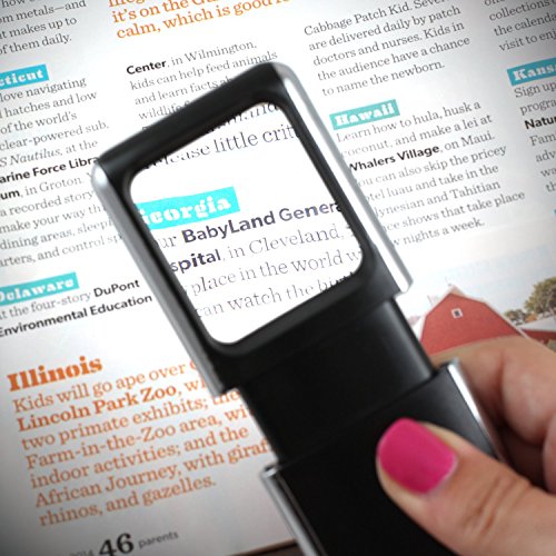 Fitryo LED Lighted Slide-out Aspheric Magnifier - Batteries Included - Make Reading Easy with This Portable Magnifying Glass - Easily Portable Pocket Magnifier with a Protective Sleeve