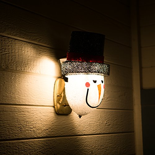 Snowman Porch Light Cover - Light up Your Night with a Glowing Welcome From This Frosty Fellow - Install Is Quick and Easy - Traditional Holiday Snowman Face - Cord Hides Behind Your Outdoor Porch Light - Made of Acrylic