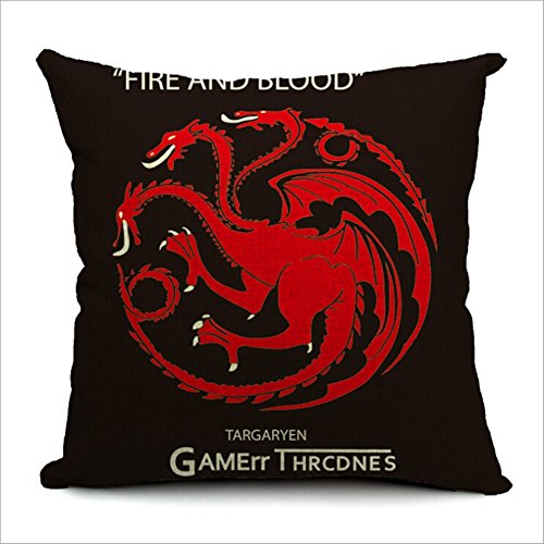 MIGAGA Home Decorative Cushion Covers Pillows Shell Cotton Linen Blend A Game of Thrones Houses Badages House Stark 18 X 18 (House Targaryen)