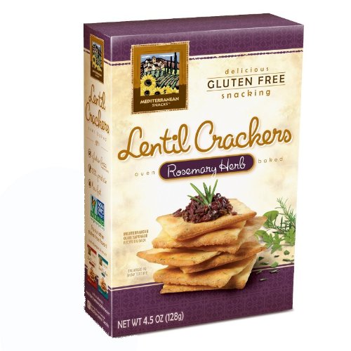 Mediterranean Snacks Gluten Free Lentil Crackers, Rosemary Herb, 4.5 Ounce