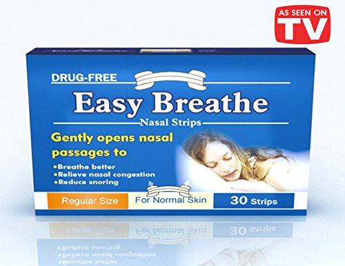 Easy Breathe Natural Nasal Strips - Regular Size (s/m) (30 Strips) ** Drug Free** Reduce Snoring** Relieve Nasal congestion. 100% Drug free. No adverse effect. 100% Satisfaction Guarantee. Solution for sound good night sleep.