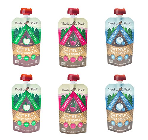 Munk Pack Oatmeal Fruit Squeeze Pouch, Variety Pack, 4.2 oz, 6 Pack