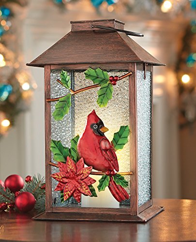 Holiday Cardinal Flameless Candle Lantern