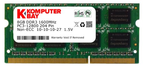 Komputerbay 8GB PC3-12800 1600MHz SODIMM 204-Pin Laptop Memory 10-10-10-27 Single 8GB Stick for PC only - not MAC