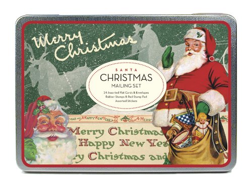 Cavallini Christmas Santa Mailing Sets, 24 Assorted Cards with Envelopes