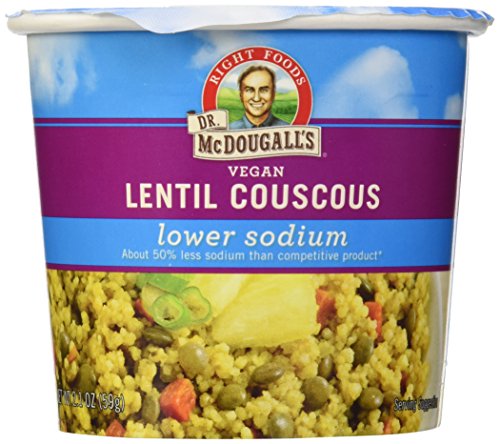 Dr. McDougall's Right Foods Vegan Lentil Couscous Soup, Lower Sodium, 2.1-Ounce Cups (Pack of 6)