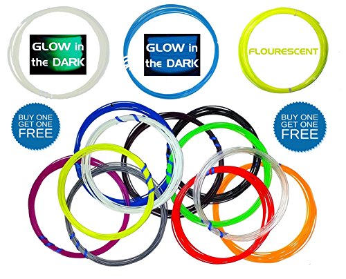 BUY ONE GET ONE FREE 14 Colors, 2 Glow In The Dark. For 3D Pen. Get Creative with Fun Pack! 280 Ft. Quality ABS 1.75 Filament. Most Colors at the Best Price!