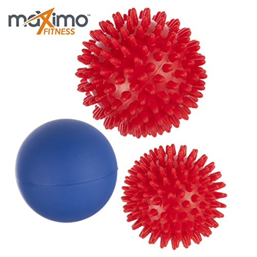 Massage Balls - Pack of 3 - Includes 2 x Spiky Massage Balls and 1 x Lacrosse Ball for Deep Muscle Massage - Perfect for Back, Legs, Feet & Hands - 1 Year Warranty.