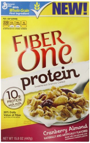 General Mills Cereals Fiber One Protein Cereal, Cranberry Almond, 15.8 Ounce