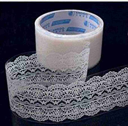 eFancystore Cute White Lace Flower Clear DIY Decorative Washi Tape Masking Tape