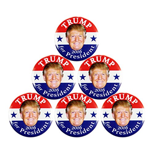 6-pack, 2016 DONALD TRUMP for PRESIDENT CAMPAIGN BUTTONS, 2.25 6 pieces