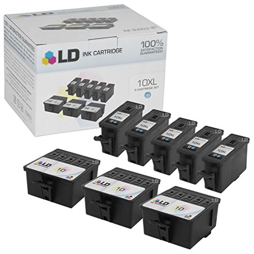 LD Compatible Kodak 10XL / 10 Set of 8 Ink Cartridges: 5 Black 8237216 & 3 Color 8946501 for EasyShare 5100, 5300, 5500, ESP 3, 3250, 5, 5210, ESP , 7, 7250, 9, 9250, Office 6150, Hero 7.1, 9.1, 6.1