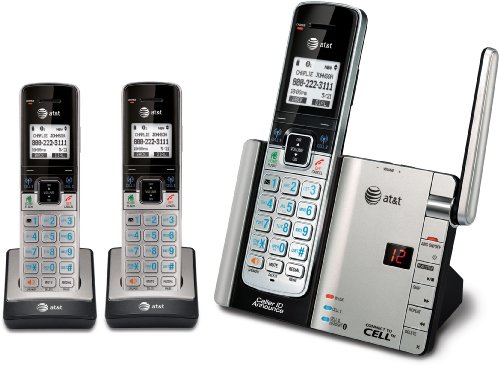 AT&T DECT 6.0 3 Cordless Phones with Bluetooth Connect-to-Cell, Caller ID, ITAD, Handset Speakerphones, Black and Silver