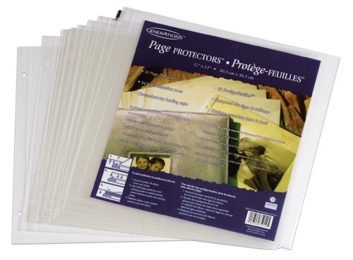 Generations Page Protector Refills with Extension Posts, 12 x 12 Inches, Top-Loading, Clear, 10 Per Pack (85912GE)