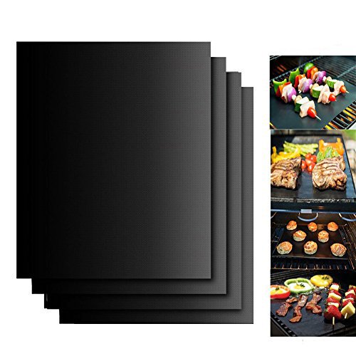 dpowro BBQ Grill Mats - For Grilling or Baking - Heavy Duty Non Stick Grilling Sheet For Grilling Meat, Veggies, Seafood - Great For the Barbeque Or Oven - 16.16 x 12.99 Inch - Set of 4