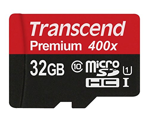 Transcend 32GB MicroSDHC Class 10 UHS-1 Memory Card with Adapter Up to 60MB/s (TS32GUSDU1P)
