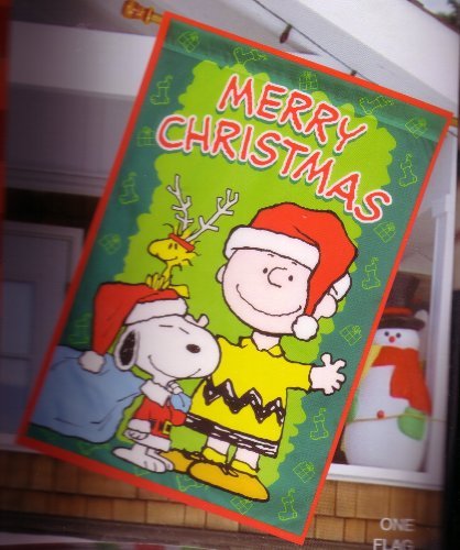Large Snoopy Peanuts Merry Christmas Holidays Garden Flag (38in X 25in)