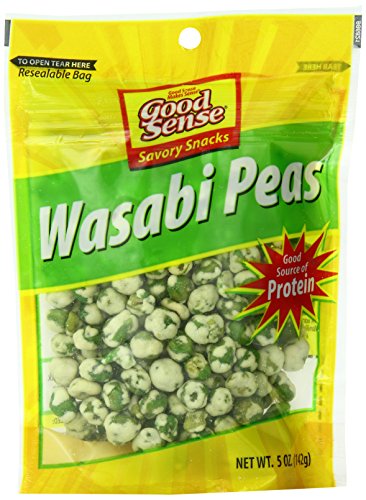 Good Sense Savory Snacks, Wasabi Peas, 5-Ounce Bags (Pack of 12)