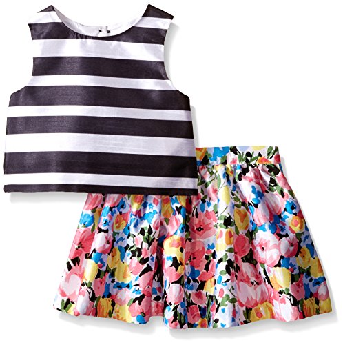 Pippa & Julie Girls' Two Piece Stripes and Floral Dress