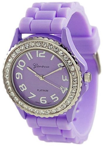 Geneva Platinum Women's 6886.Lavender Purple Silicone Quartz Watch with Purple Dial