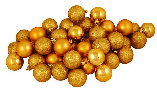 Vickerman 96 Count Antique Gold Shatterproof 4-Finish Christmas Ball Ornaments, 1.5