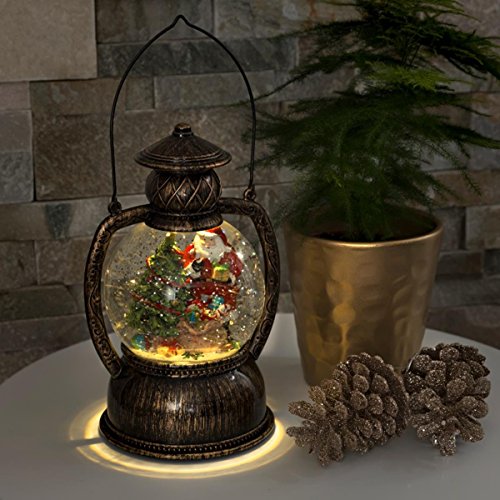 LED Christmas Lantern with Santa Scene Water Globe