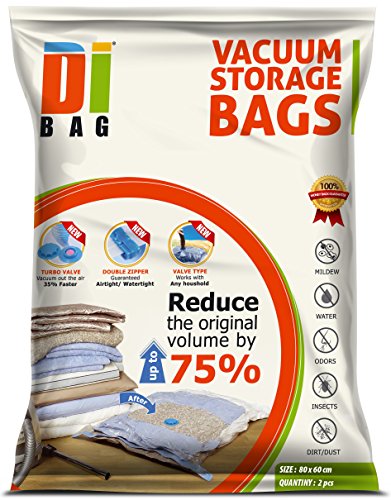 DIBAG ® 2 VACUUM COMPRESSED STORAGE SAVING SPACE BAGS 80 X 60 cm. Ideal For Storage Clothing, Duvets, Bedding, Pillows, Curtains .