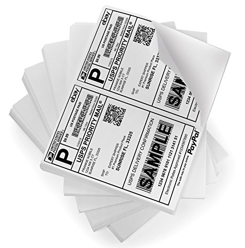 Merit 400 Half Sheet Shipping Labels Self Adhesive 8.5 x 5.5 Blank Printer (2 labels per sheet)